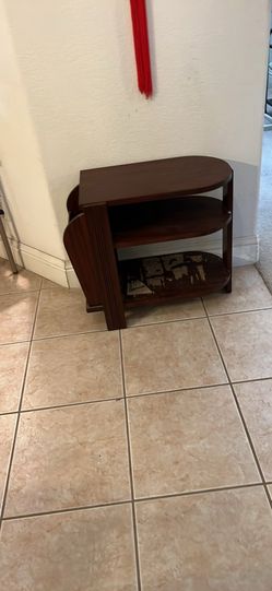 Antique collectibles side or end table. Long 20 inch, width 12 inch, height 20 inch