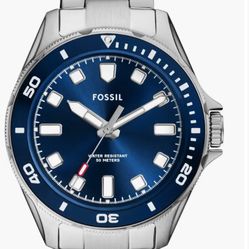 Fossil Navy Dalton Three-Hand Stainless Steel Watch Mens