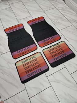 Brand New 4PCS UNIVERSAL BRIDE MIX Racing Fabric Car Floor Mats Interior Carpets