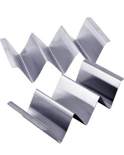 Taco Holder Stainless Steel Taco Stand with Handle Taco Holders Rack Trays for 3 Tacos Oven Grill and Dishwasher Safe Set of 2