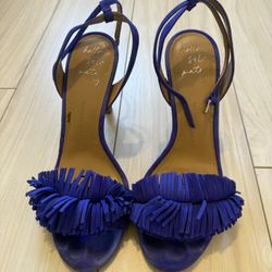 Blue/purple Suede Fringe Heels Size 9