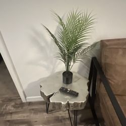 Faux plant palm tree in black pot