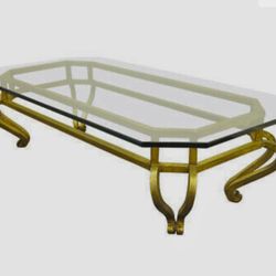   Vintage MCM Glass Coffee Table Arturo Pani Hollywood Regency 