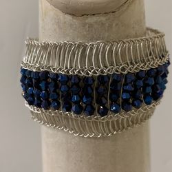 Bracelete , Sterling Silver And Blue Swarovski’s
