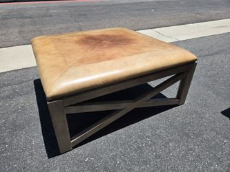 Real Leather and wood coffee table ottoman