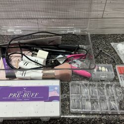Gel Nail Tips & 24 Dip Powder Set With  Drill
