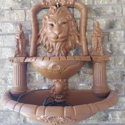 Lion and Goddess Vintage Cast Aluminum Garden Wall Lavabo Fountain
