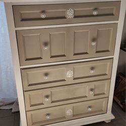 Custom 2 Tone All Wood Dresser (New Paint/Hardware)
