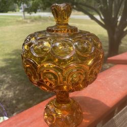 Vintage L E Smith Moon and Stars Candy Dish