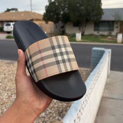 Tan Burberry Slides