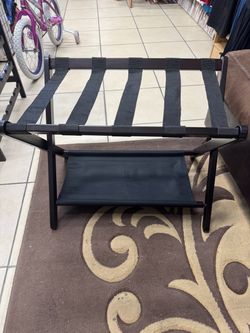 Folding Luggage Rack with Bottom Shelf