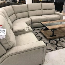 Brand New Living Room 💥 Light Color Power Reclining Sectional Couch With Cup Holders, Storage Console| Dark Color Options| Sleeper Sofa|