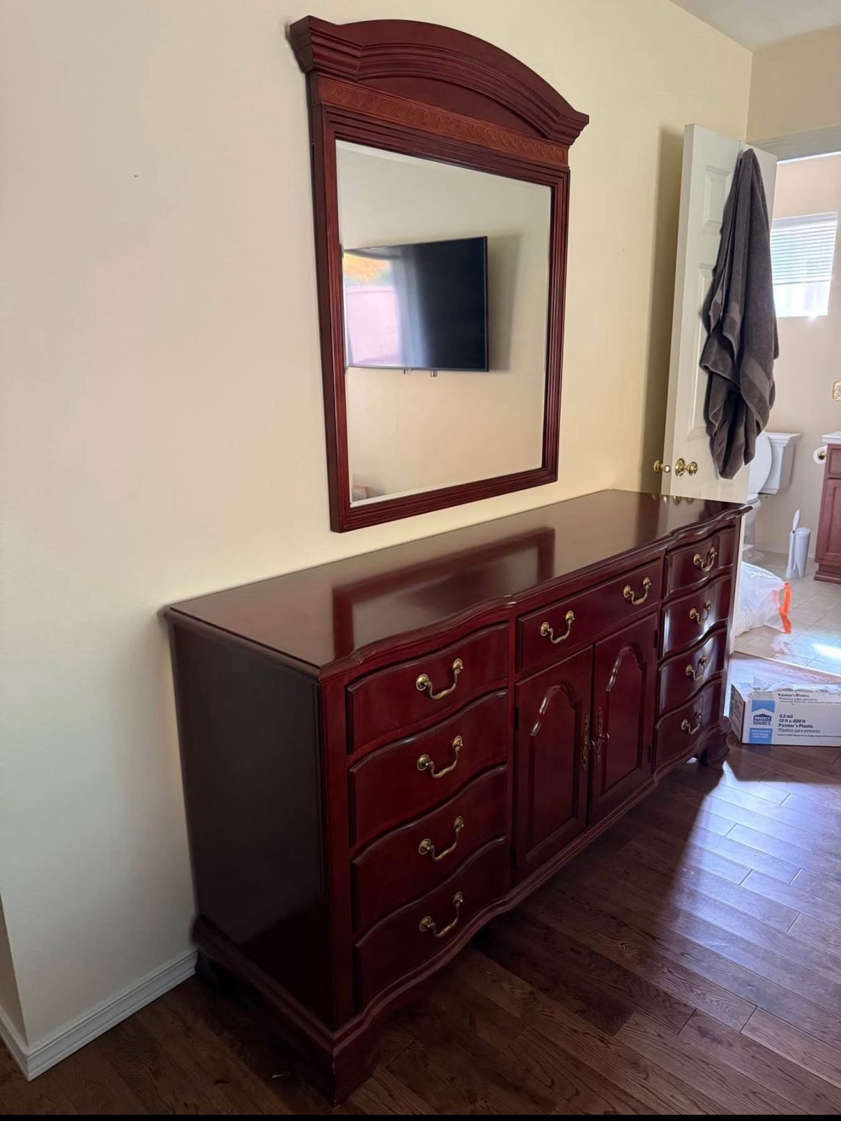 Solid Wood Dresser And Mirror