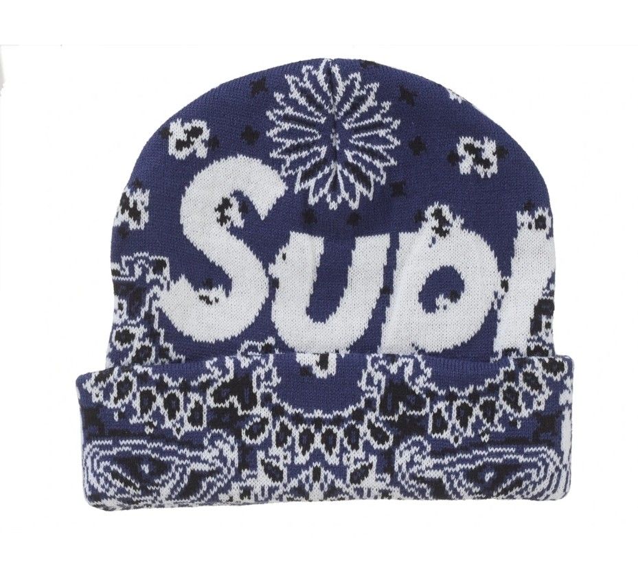 Supreme Bandana Beanie Blue 