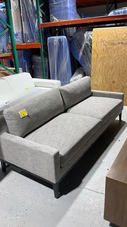 Modern Gray Fabric Sofa with Black Legs