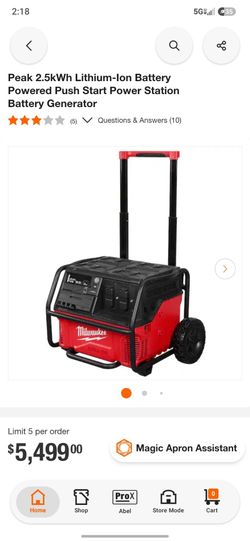 Milwaukee ROLL-ON 7200W/3600W 2.5kWh Power Supply
