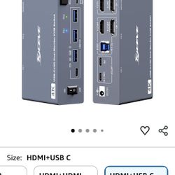 4K USB Type-C Docking KVM Switch Laptop& Desktop 2 Monitors 2 Computers USB-C & Dual HDMI