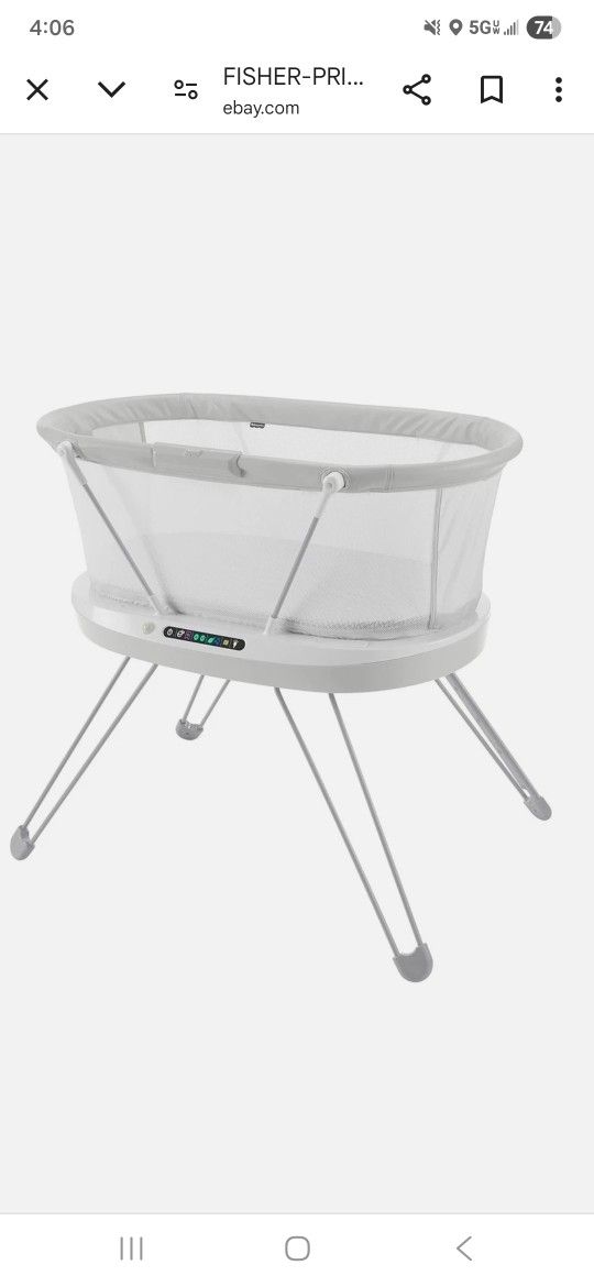 Fisher-Price Luminate Bassinet Baby Bedside Crib with Sound Detection plus Lights and Music