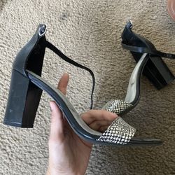 Black And White Grid Heels