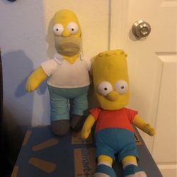 Vintage Homer And Bart Simpson Plushies