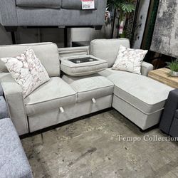 Sectional Pull Out Sofa Bed With Cup Holder 