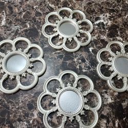 4 Flowered Wall Mirrors!!! 10"