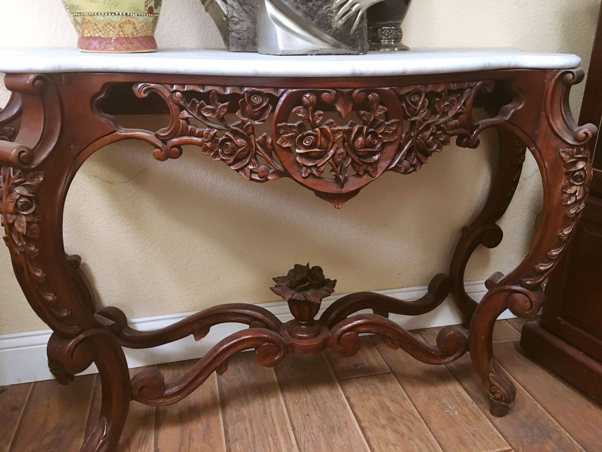 Lovely Console Table- one of a kind! If you want a special table that is not ordinary, if yes so this one is for you. It has Real marble on top and i
