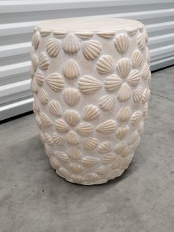 Pier 1 Seashell Design Drum Ceramic Garden Stool