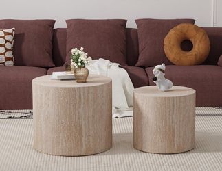 Round Drum Side Table Set