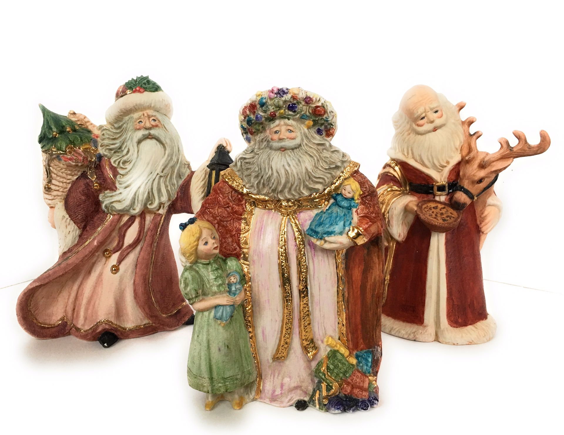 Vintage Santa clause, Noel, set of 3, ceramic