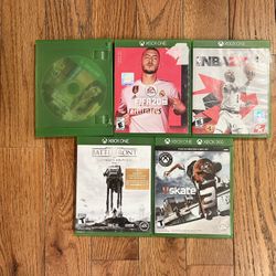 5 Xbox One Video Game Lot Bundle Incomplete Untested Skate Star Wars GTA FIFA