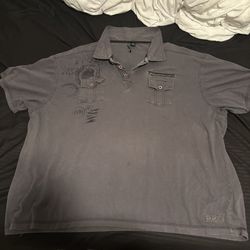 Vintage 2000s Y2K Grey Alt Polo Shirt 
