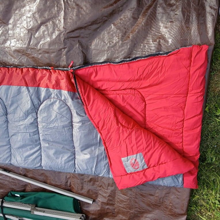Coleman Zip Plow Sleeping Bag Red And Grey Quality Tent Camp Camping Trailor Camper Van