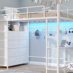 Used loft twin XL Bed Frame w Mattress