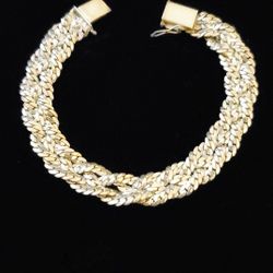 6.75" x 12mm Heavy Solid Sterling Silver Triple Woven Curb Link Bracelet. Italy