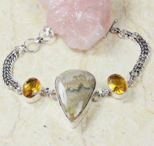 Bumble Bee Sterling Silver Plated Gemstone Bracelet
