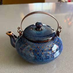 West Elm Small Blue Glazed Vietnamese Tea Pot