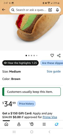Taco Novelty Plush Slippers