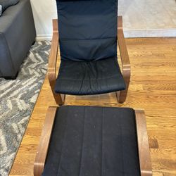 IKEA Poang Chair With Ottoman