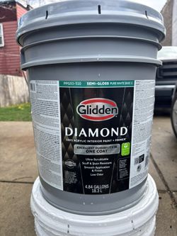 Gladden Diamond 5 Gallon Pure White Semi-Gloss Interior Paint and Primer
