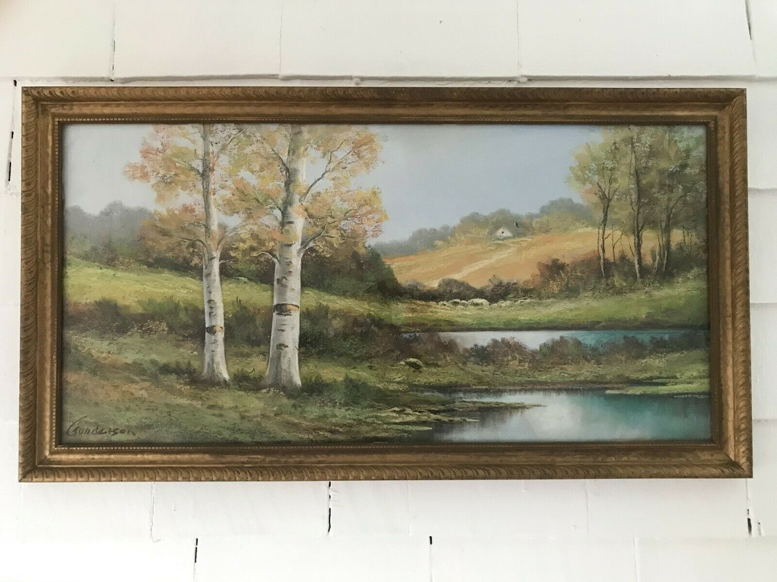 Antique C.1900 Andrew Gunderson Pastel Landscape Painting