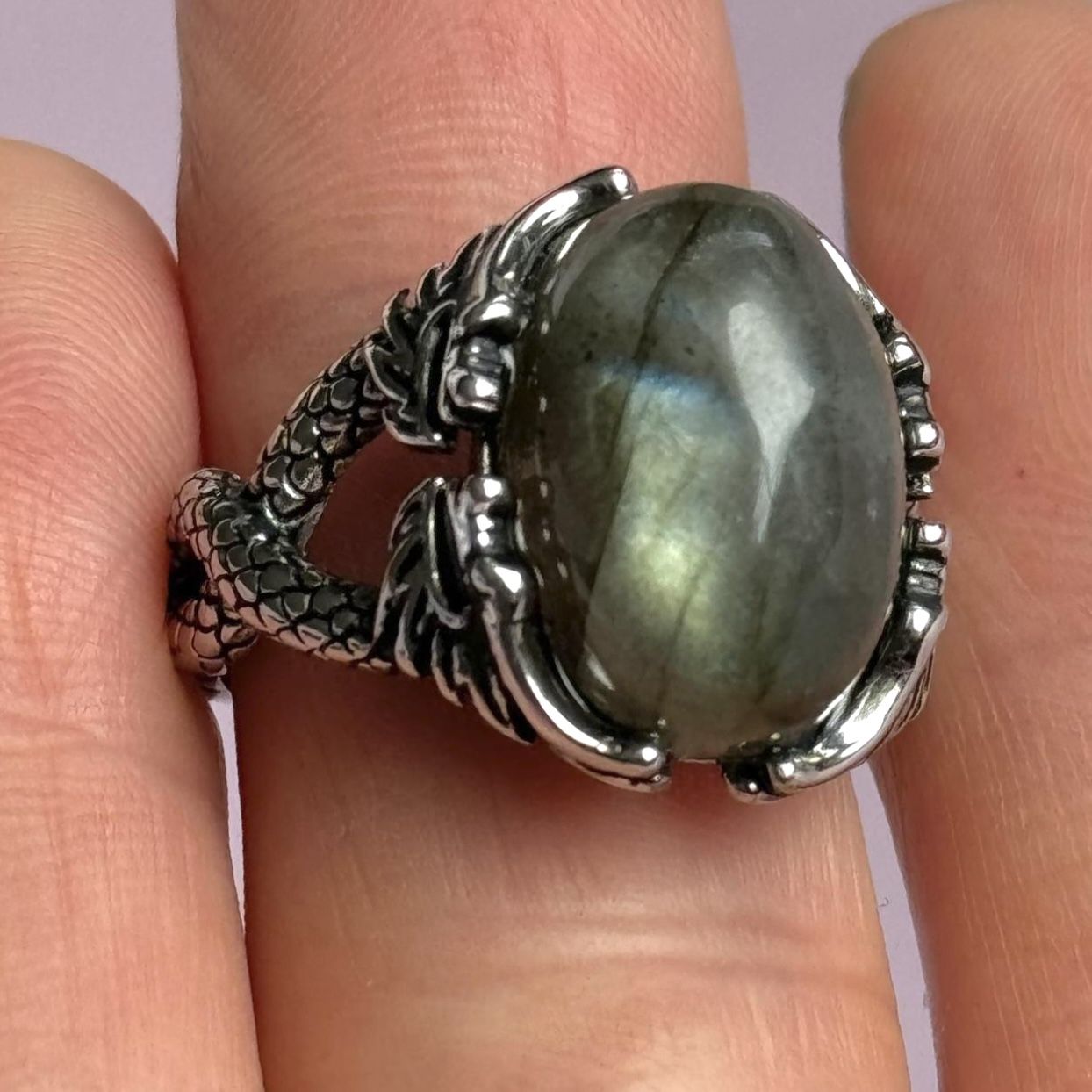 Labradorite Ring (Adjustable) Silver mixed with cupronickel