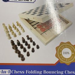 2-in -1 Chess Folding Bouncing Chess Sling Puck Board Game