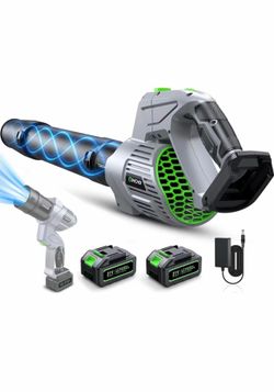 Comchoi Soplador eléctrico de hojas inalámbrico, 680 CFM modo de 5 velocidades, 2 baterías y cargador, soplador de hojas de mano para el cuidado del c