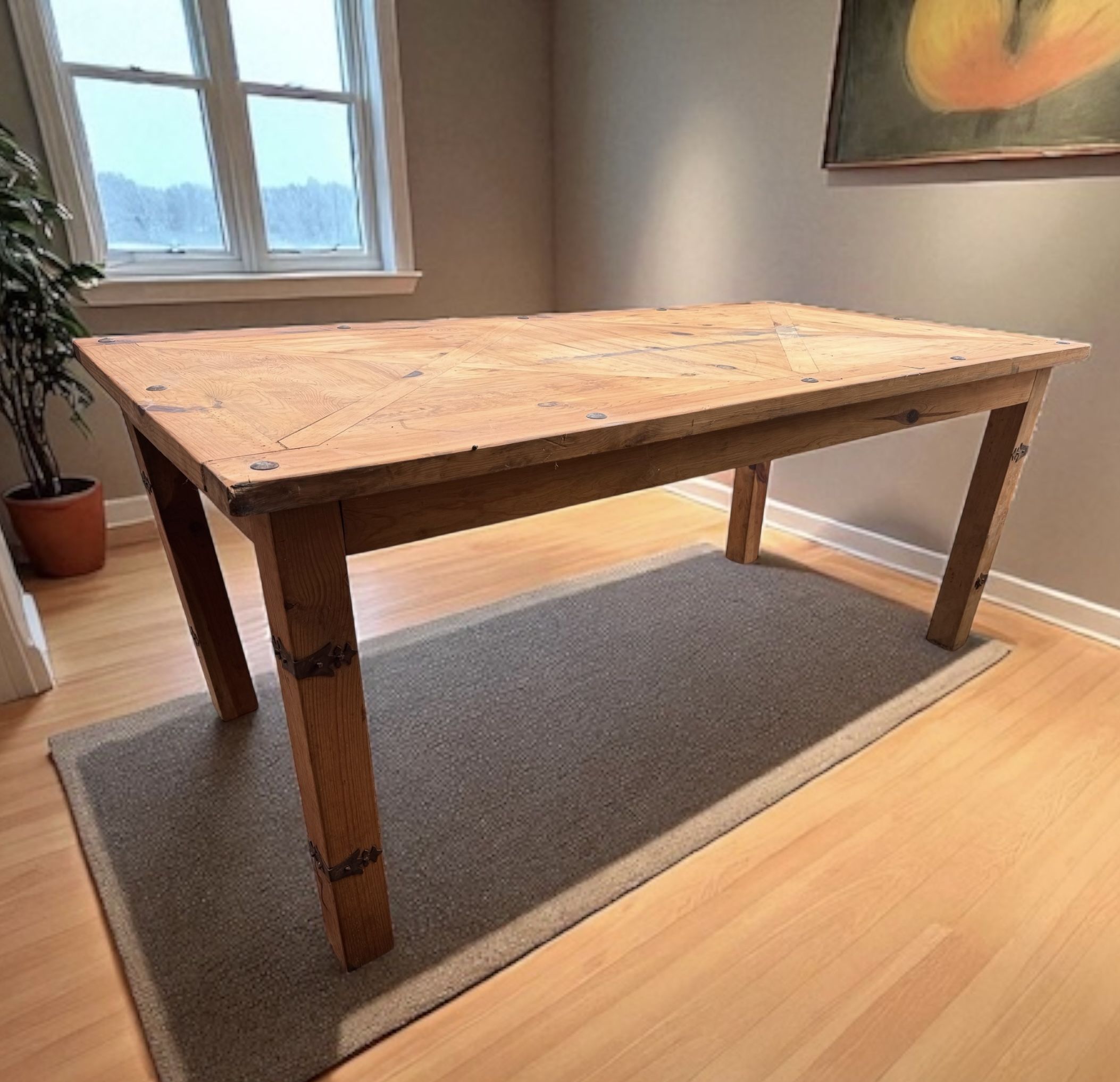 Vintage Rustic Farmhouse Dining Table made in mexico