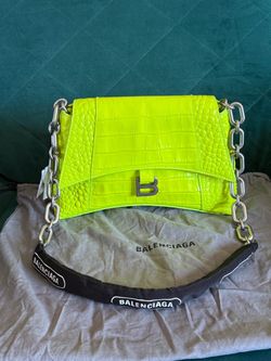 Balenciaga Fluorescent Yellow Leather Shoulder Bag