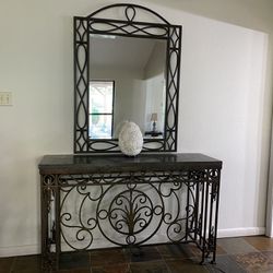 Gorgeous Antique Wrought Iron Marble Top Table