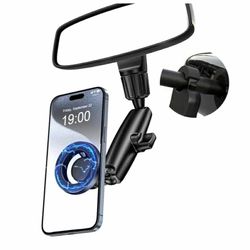 Magnetic Phone Holder for Car, Rear View Mirror Phone Holder, 360° Rotating Car Phone Mount