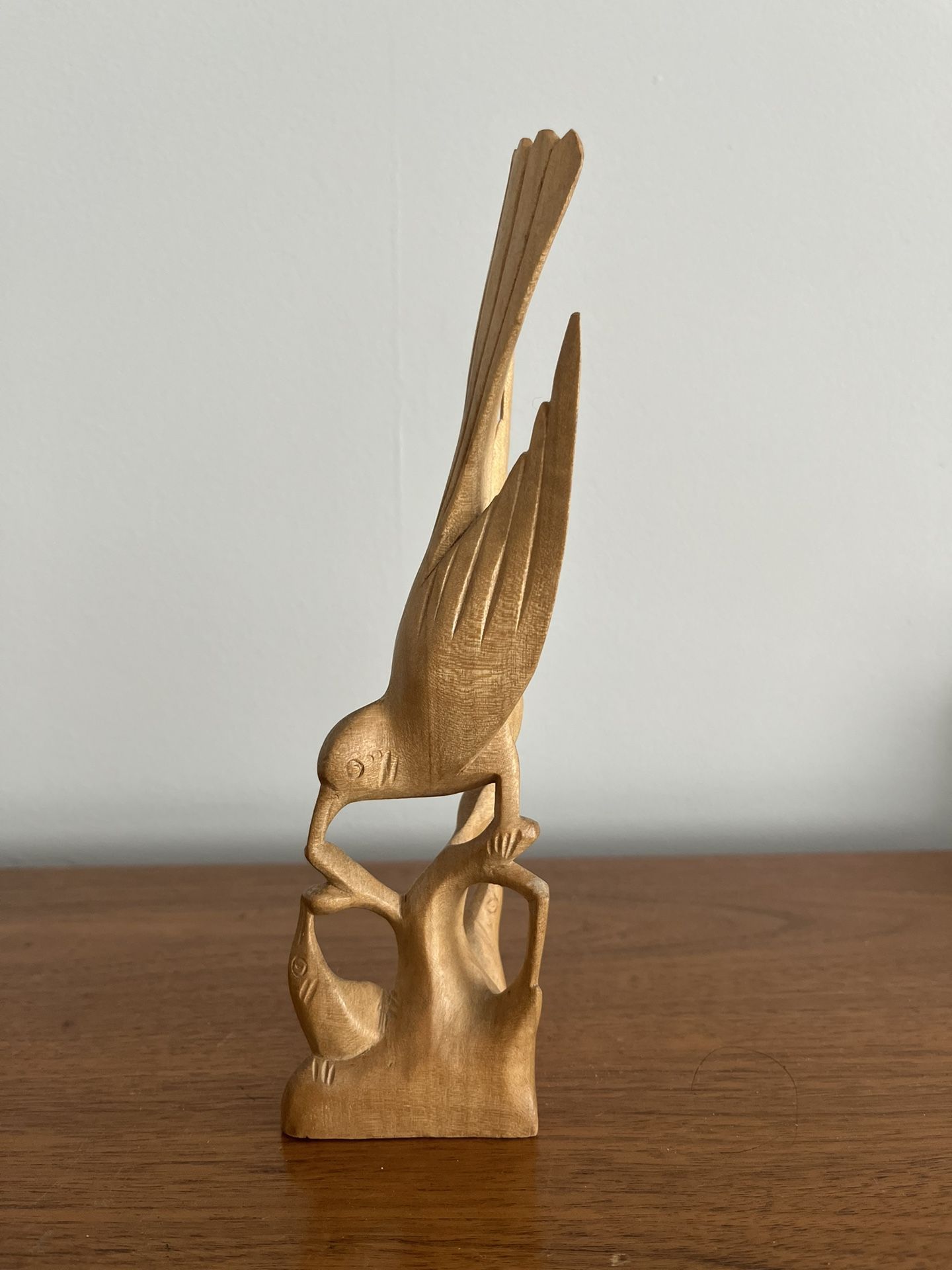Vintage Hand-carved wooden bird sculpture