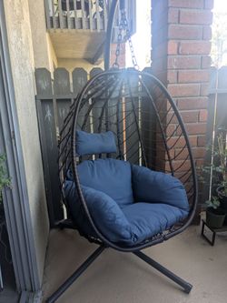Outdoor hanging egg chair with stand